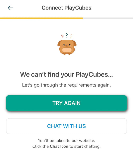 The app cannot find my playcubes Tokidos