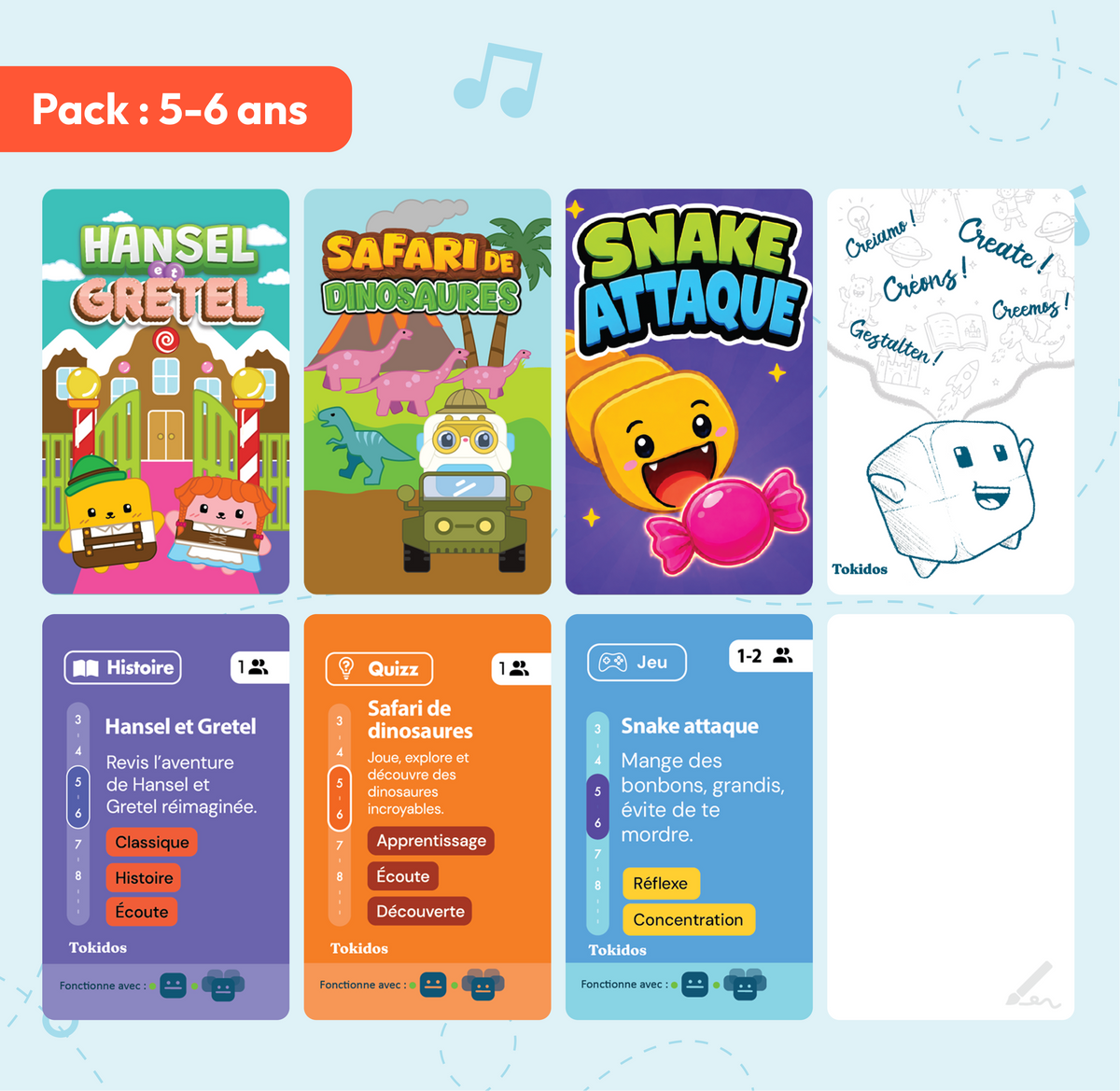 Kit Petit Aventurier : TokiCube + 3 jeux + Carte Créative (5-6 ans)