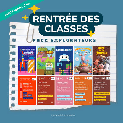Pack Rentrée Explorateurs - 5 PlayCards (6-8 ans)