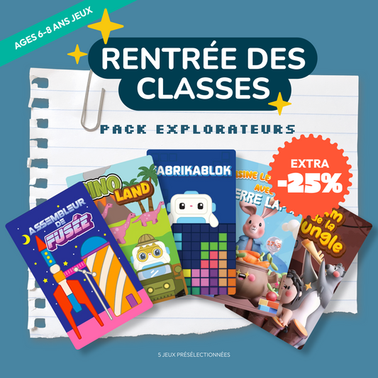 Pack Rentrée Explorateurs - 5 PlayCards (6-8 ans)